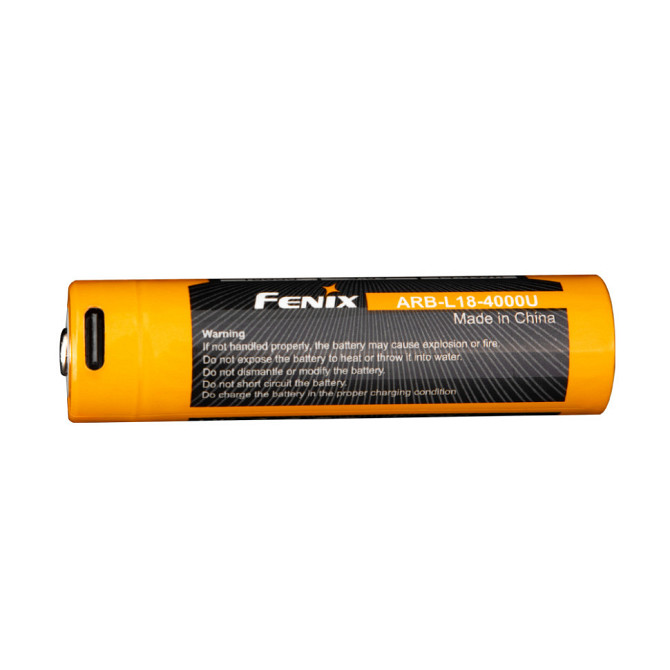 Аккумулятор 18650 Fenix ARB-L18-4000U с зарядкой Type-C (Черно-желтый) Винница - изображение 3