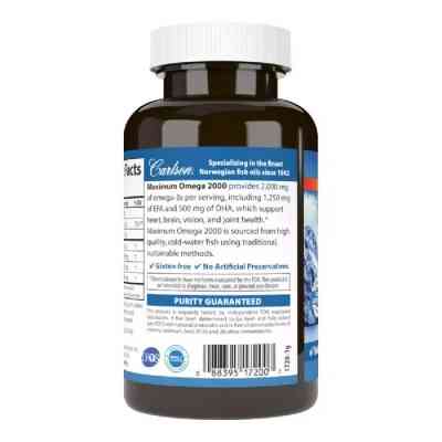 Жирні кислоти Carlson Омега Максимум 2000, Смак Лимона, Maximum Omega 2000, 60 жел (CL17200) Вінниця