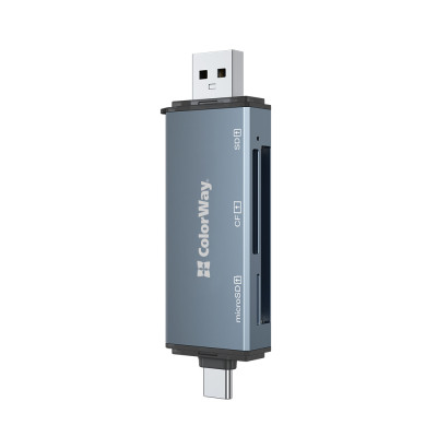Зчитувач флеш-карт ColorWay USB 2.0/USB-C to CF/SD/MicroSD (CW-CR-01) Вінниця - фото 9