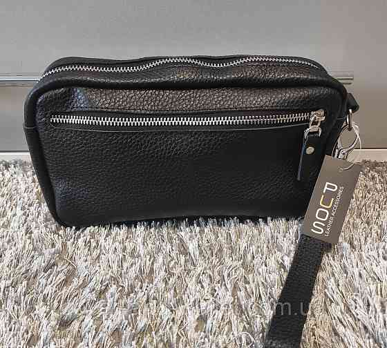 Чоловіча шкіряна барсетка клатч на блискавці PS Leather Київ