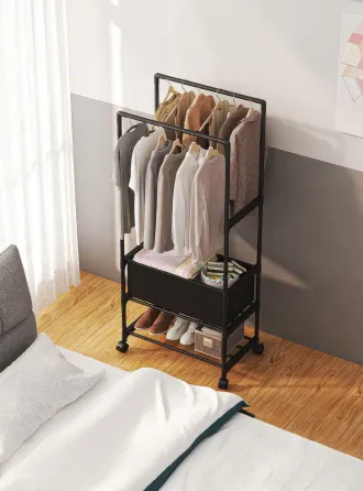 Стойка-вешалка на колесах для вещей и обуви 3 яруса (YH9918-3) черная Коломия