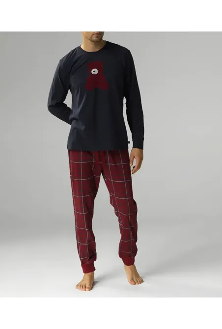 Чоловіча піжама (довгі штани, довгий рукав) 100% Бавовна Atlantic NMP-377 Київ - фото 1