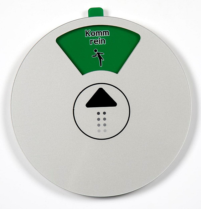 Знак FREI/BESETZT круглый 15 см серый акрил для двери с 5 надписями для офиса Киев - изображение 1