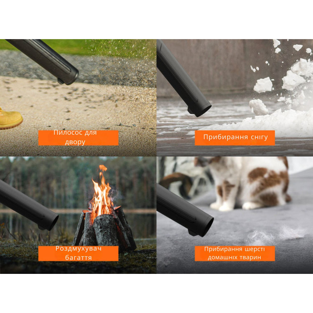 Акумуляторна повітродувка садова Litheli 560CFM, живлення від павербанку (2шт УМБ Litheli Power Bank 20000 mAh, 45 W, 4А в комплекті) Киев - изображение 11