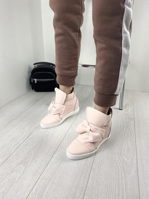 Снікерси жіночі 2415 пудра шкіра натуральна танкетка 38р.-24см. 39р.-25см. (3231) Коломыя - изображение 8