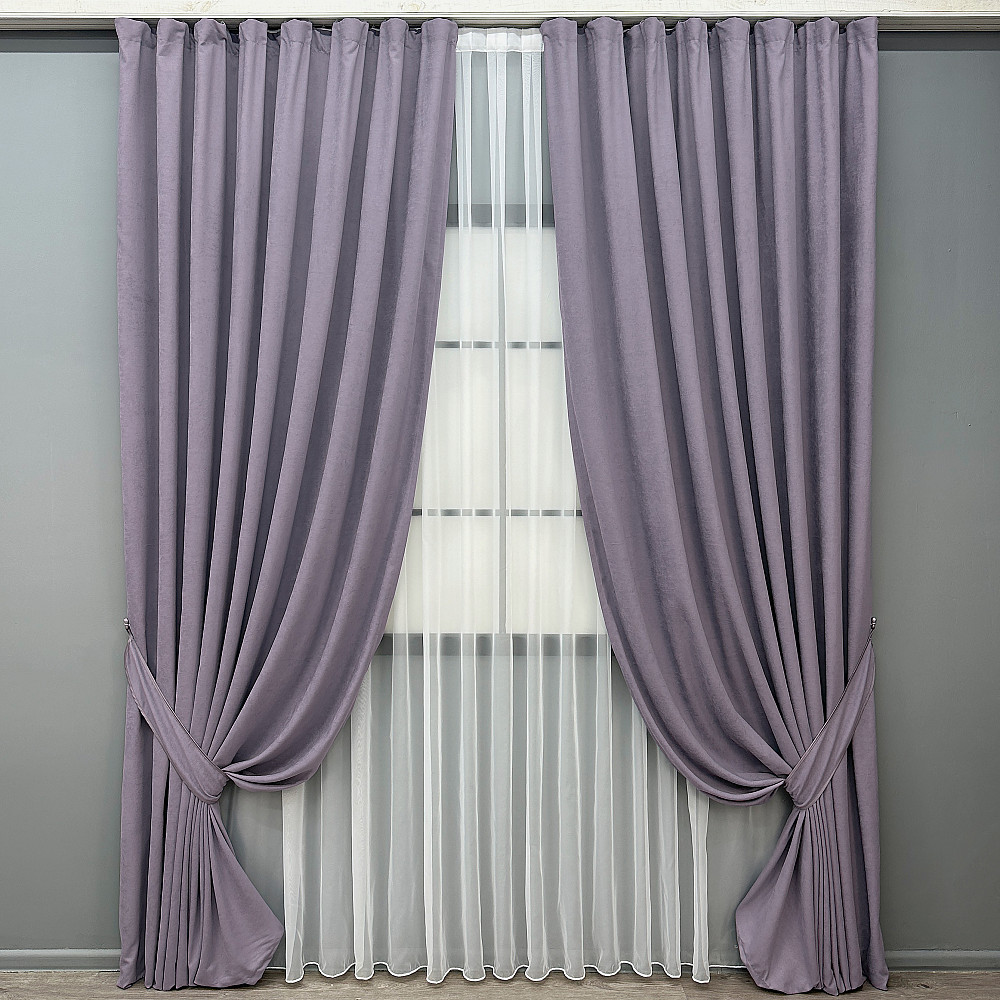 Комплект готових штор VR-Textil Мікровелюр Petek № 1493ш Лавандовий 150х270 см 2 шт (33-1264) Київ - фото 2