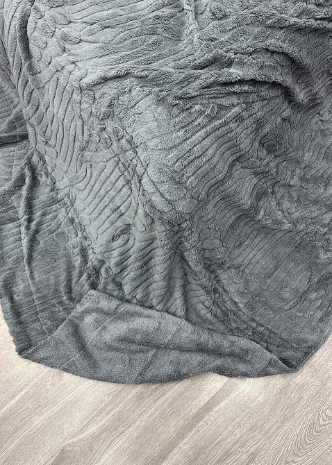 Плед 200х230 см (+-10см) на овчині "Косичка" колір сірий (87-305) Київ - фото 8