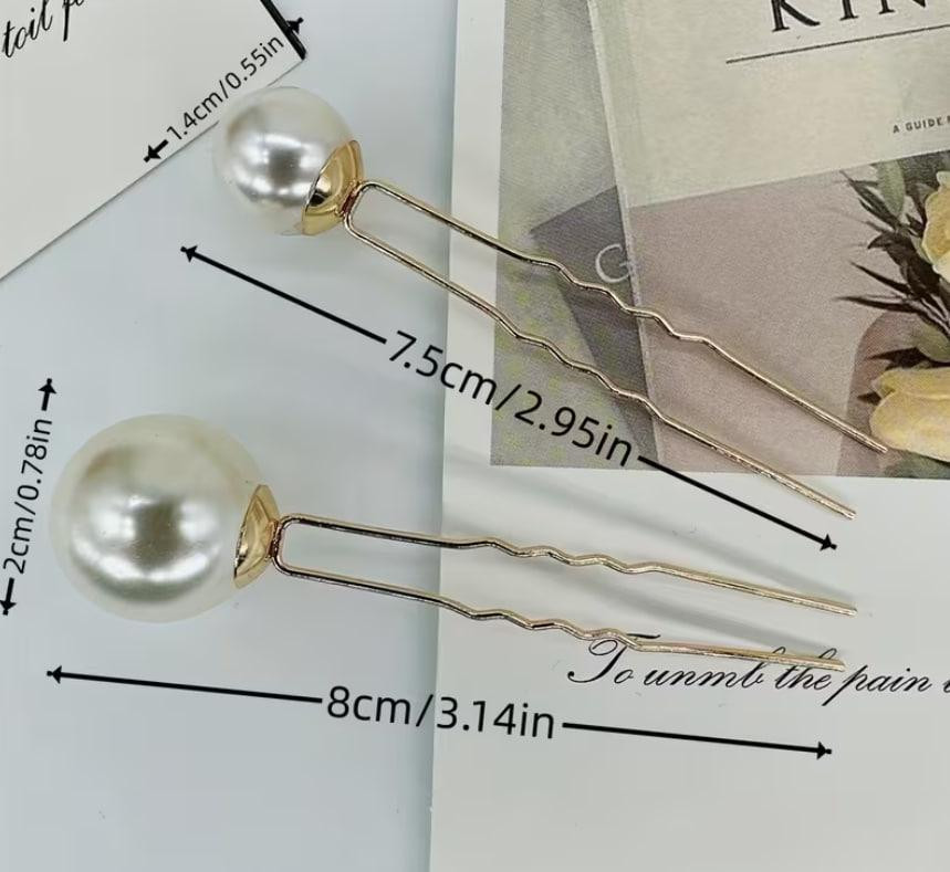 Шпильки для волосся з перлинами U-подібні, 2 шт Київ - фото 5