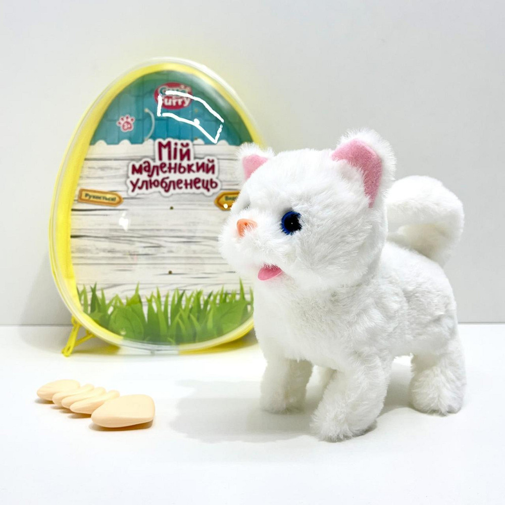 Кошеня інтерактивне ходить видає звуки ворушить хвостиком в рюкзаку Білий (777-23C) Чернігів - фото 1