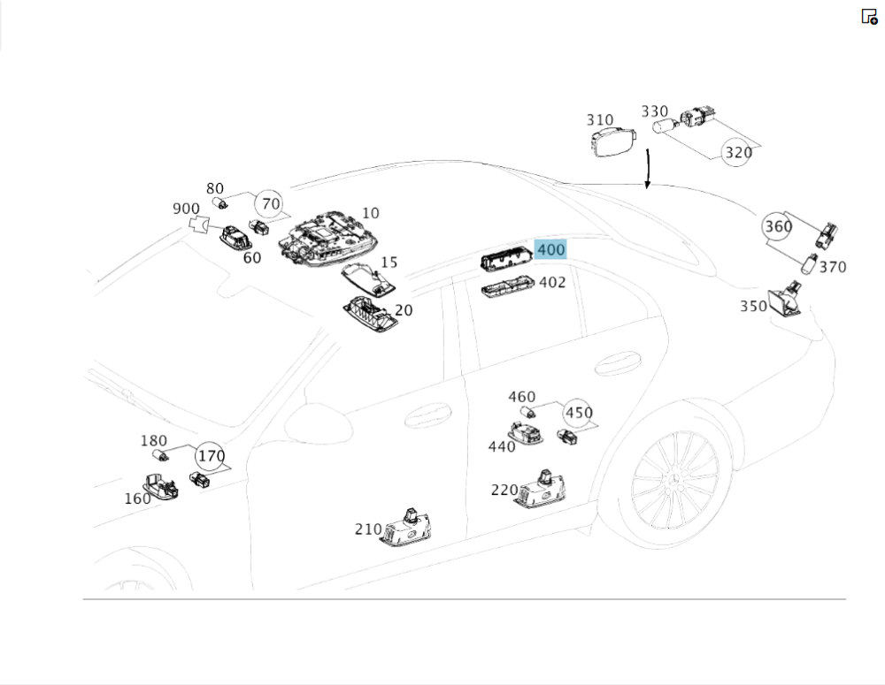 Mercedes-Benz  A2059062001 Плафончик задніх пасажирів праворуч C-Class W205 GLC X253 E-class W213 CLS C257 G-class W463 GLE Coupe C292 EQC N293 V-clas Одесса - изображение 2