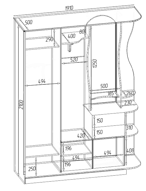 Прихожая Люкс-купе LUX, Бетон, 1910/500/2100 Львов - изображение 2