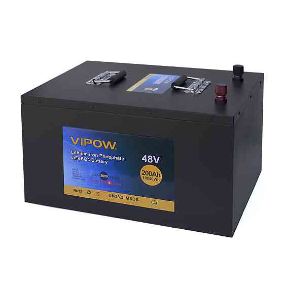 Аккумуляторная батарея Vipow LiFePO4 51,2V 200Ah со встроенной ВМS платой 100A (520*400*300) Киев
