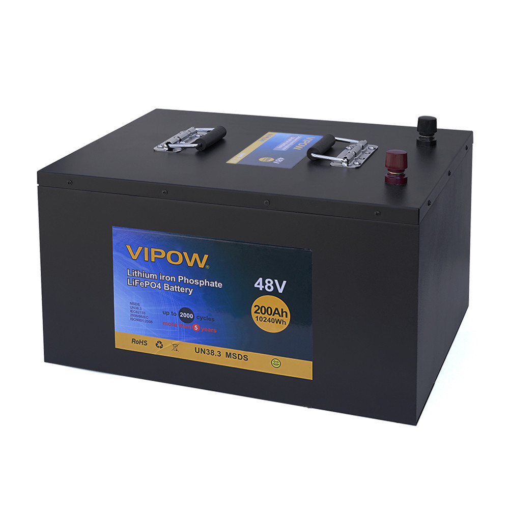 Аккумуляторная батарея Vipow LiFePO4 51,2V 200Ah со встроенной ВМS платой 100A (520*400*300) Киев - изображение 1