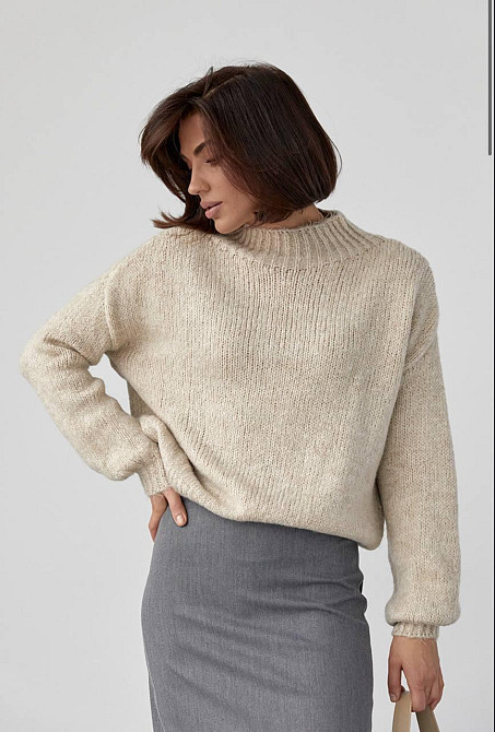 Жіночий затишний оверсайз светр машинне в'язання Молочний Одеса - фото 3