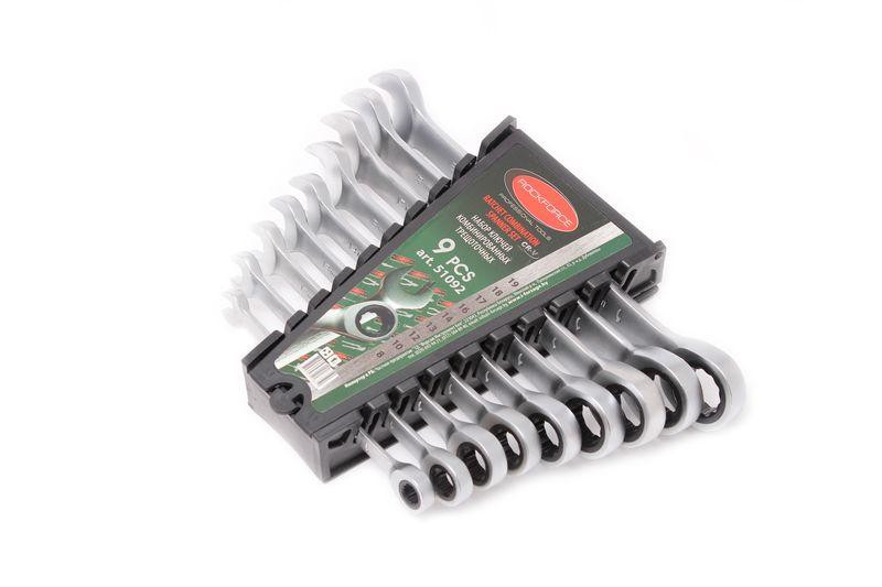 Набір ключів комбінованих з тріскачкою 9пр. (8,10,12,13,14,16,17,18,19мм) в пластиковому тримачі Одеса - фото 1