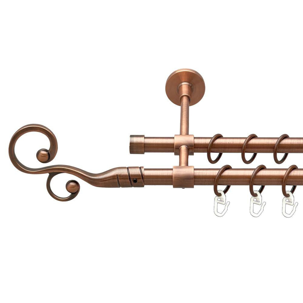 Карниз Orvit Флорес металевий дворядний закритий гладка труба кільце металеве Мідь 16\16 мм 160 см (00-00020008) Львів - фото 1