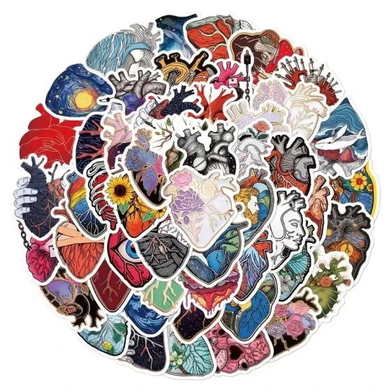 Набор стикеров «Анатомические сердца» – 50 штук Киев