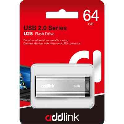 USB флеш накопичувач AddLink 64GB U25 Silver USB 2.0 (ad64GBU25S2) Вінниця