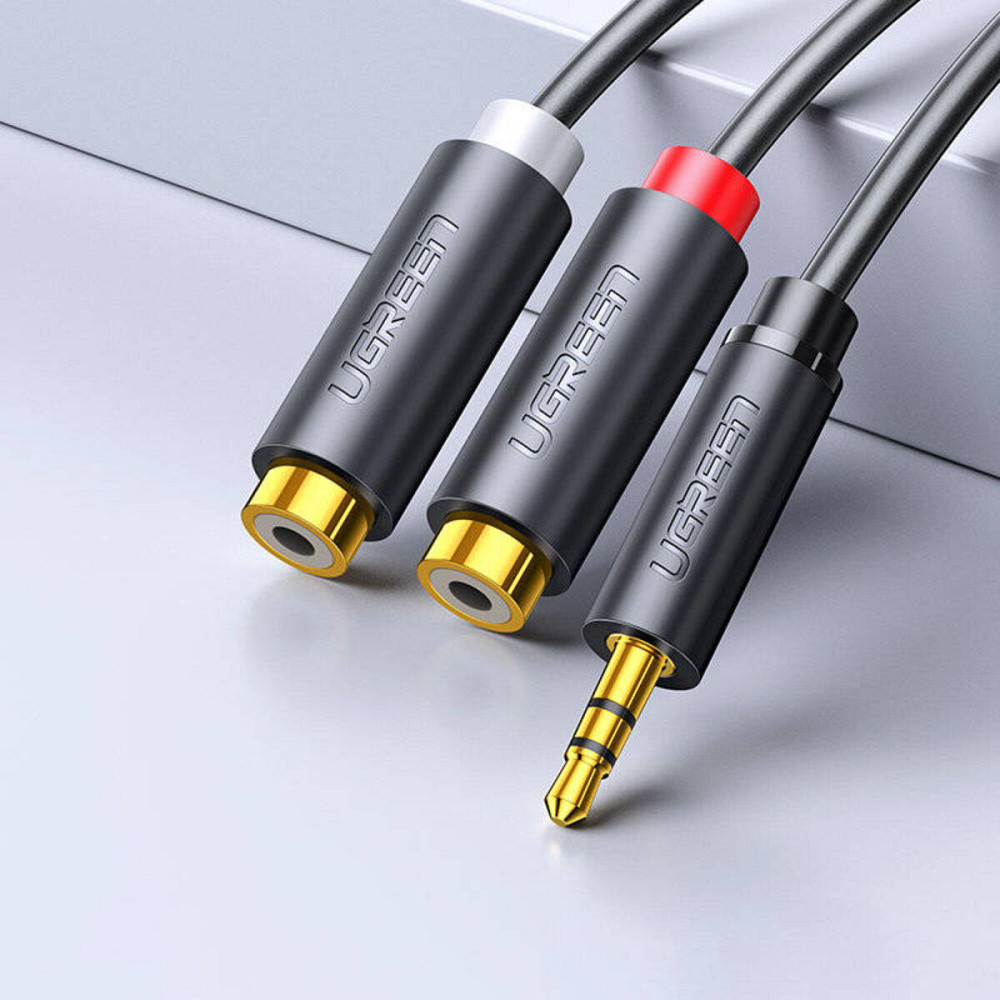 Аудіо кабель UGREEN AV109 3.5mm Male to 2RCA Female Cable 25cm (Gray)(UGR-10547) (UGR-10547) Київ - фото 2