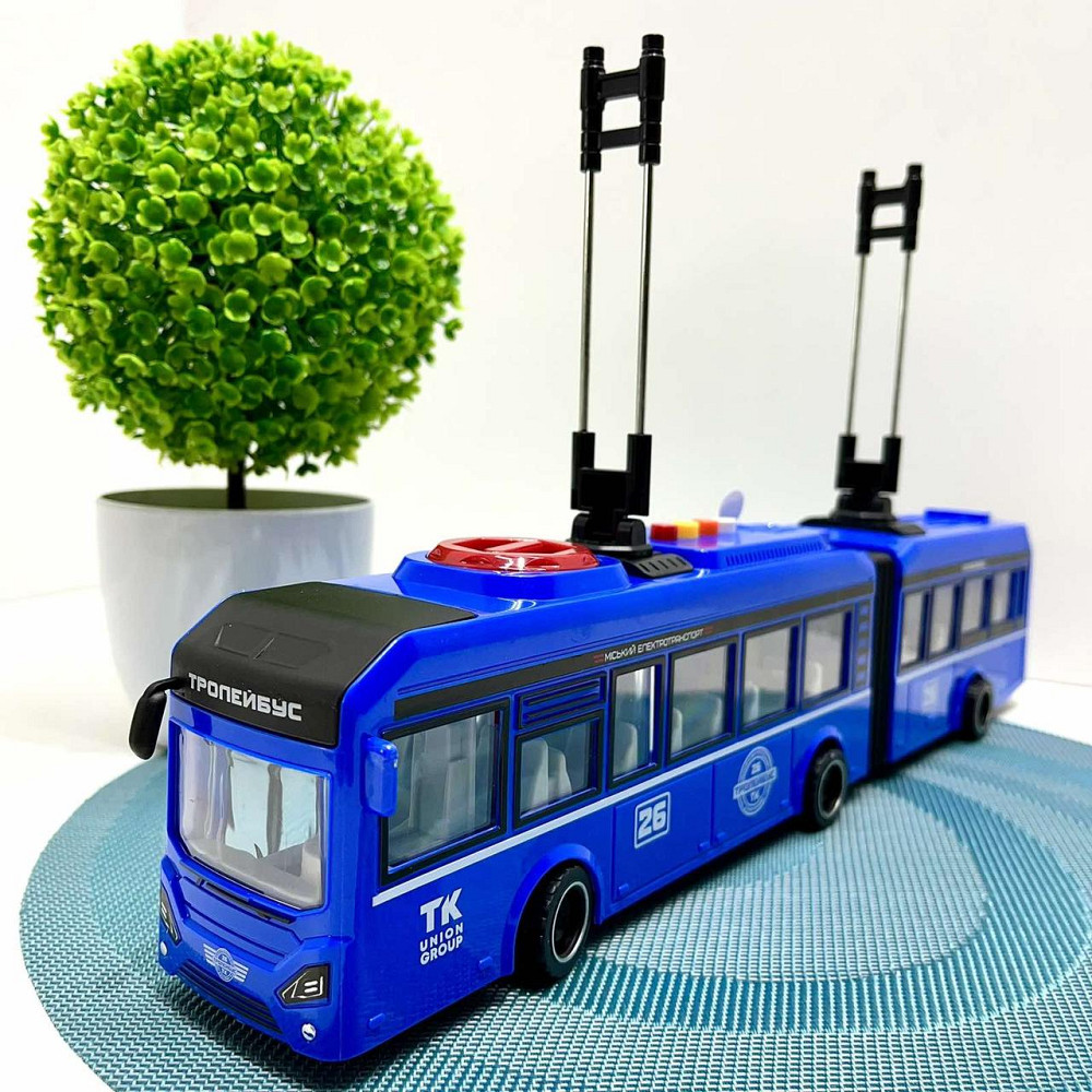 Тролейбус Авто Експерт з інерцією підсвічуванням і звуком відчиняються двері Синій (26487) Чернігів - фото 1