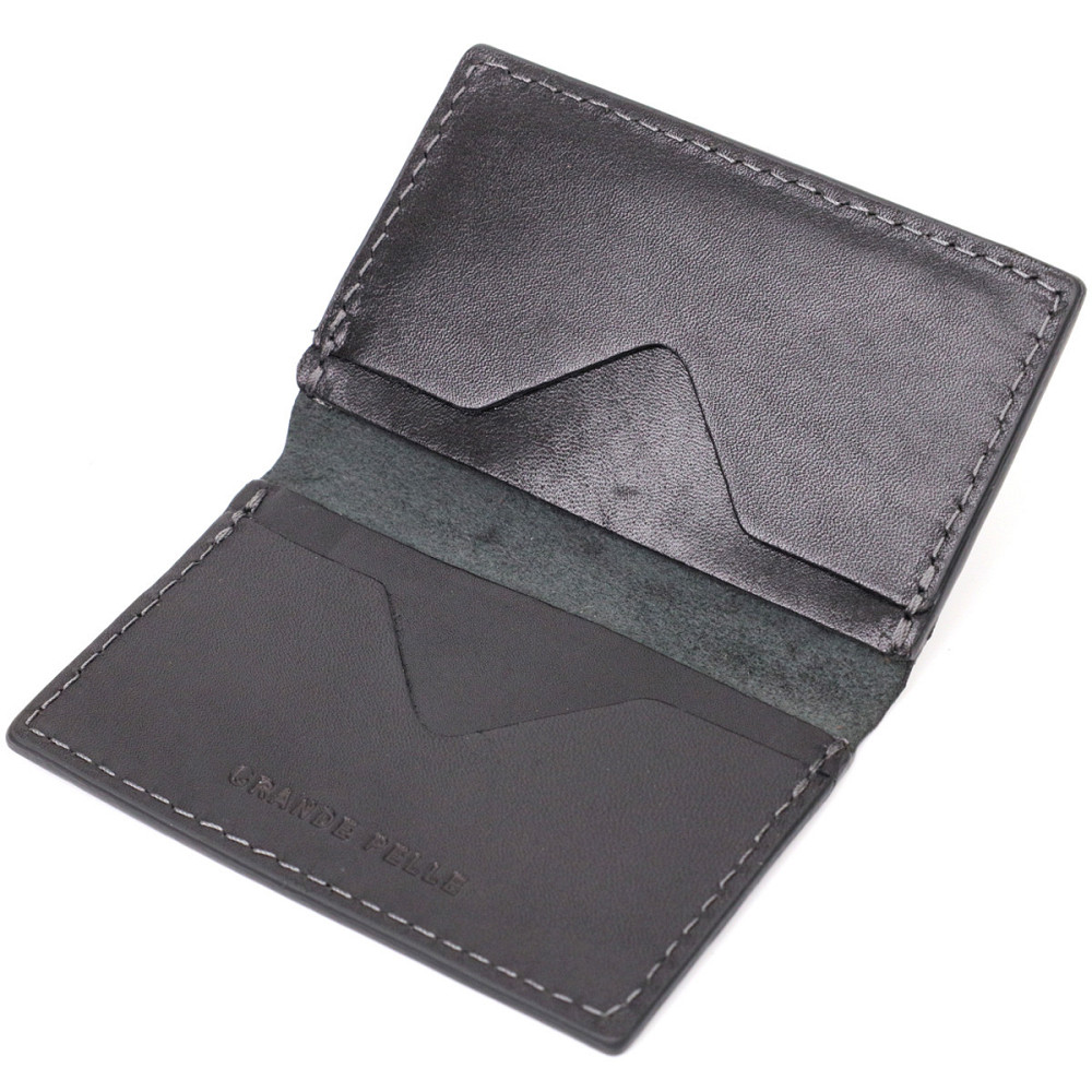 Картхолдер унісекс з тримачем для Apple AirTag з натуральної шкіри GRANDE PELLE 11607 Чорний Київ - фото 3