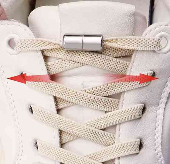 Шнурки эластичные без завязок с металлическими застежками Бежевый Смела