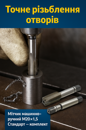 Мітчик машинно-ручний М20×1,5 Стандарт — комплект для нарізки різьблення Харків