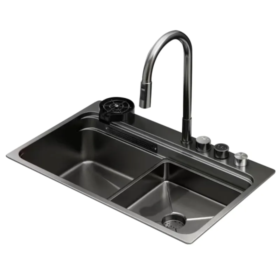 Мийка Zerix ZH7548-SET-03 Nano-Black з вбудованим змішувачем з нерж. сталі   ( ZM5577 ) 38656 Харків