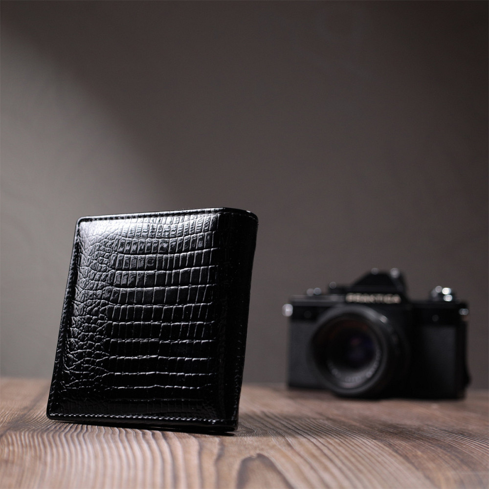 Женский фактурный кошелек из натуральной кожи ST Leather 22706 Черный Киев - изображение 2