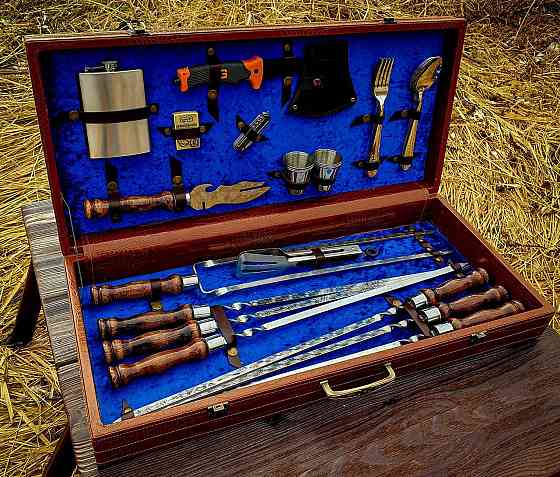 Подарочний набір для шашлика в кожаному кейсі ідеальний подарунок татові VIP 8 Тернопіль