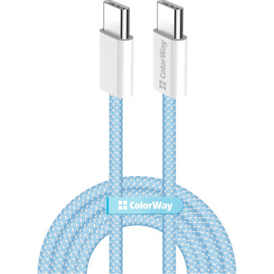 Дата кабель USB-C to USB-C 1.0m 60W 3.0А blue ColorWay (CW-CBPDCC061-BL) Вінниця - фото 1
