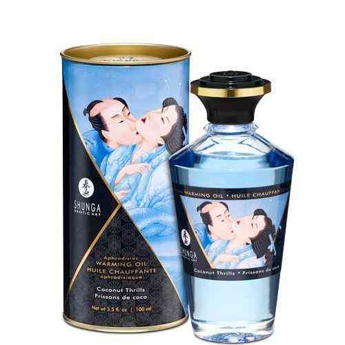 Разогревающее масло Shunga Aphrodisiac Warming Oil - Coconut Thrills (100 мл) без сахара, вкусный Sex Aura Киев