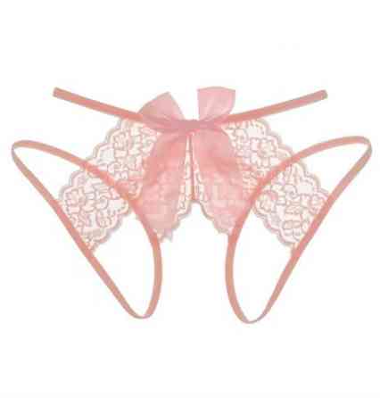Еротичні труси жіночі з вирізом та бантом універсальний рожевий Київ