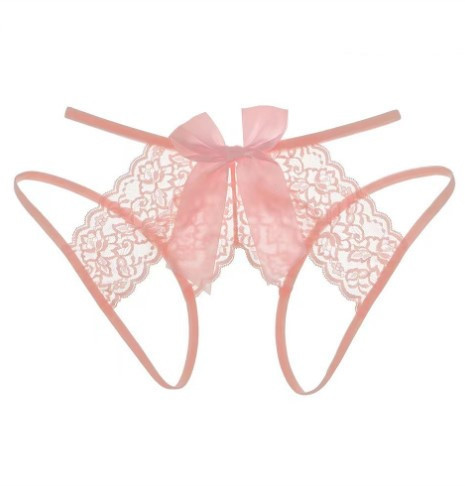 Еротичні труси жіночі з вирізом та бантом універсальний рожевий Київ - фото 1