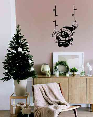 Декоративное настенное Панно «Снеговик», Декор на стену 110*68 см, Черный Киев