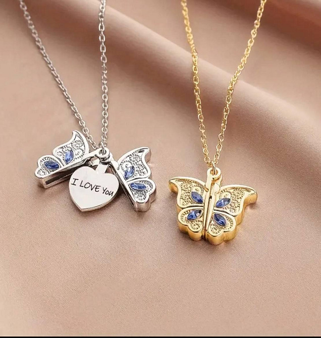 Кулон-бабочка с сердцем «I Love You» золотистый Киев - изображение 2