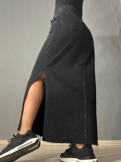 Юбка женская Zeo Basic 3810 джинсовая разрезы по бокам длинная черная, черный, 36 Киев - изображение 18