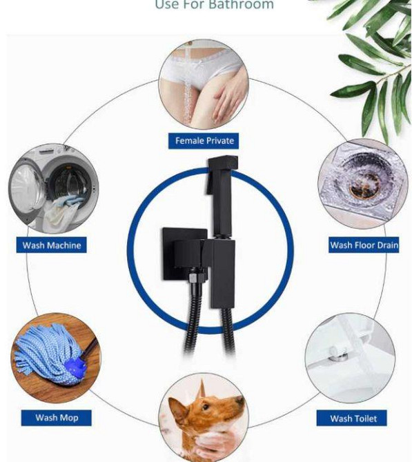 Гигиенический душ Quyanre Смеситель для биде (Черный мат) Винница - изображение 4