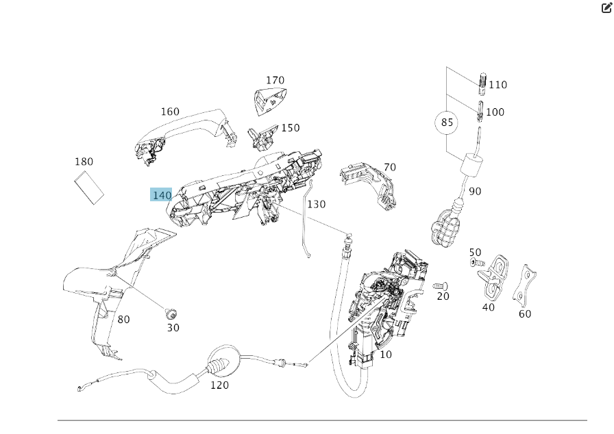 Mercedes-Benz  A0997602100 Рама ручки задніх лівих дверей C-Class W205 GLC X253 E-class W213 E-class Coupe C238 CLS C257 GLE Coupe C292 AMG GT Coupe С Одесса - изображение 2