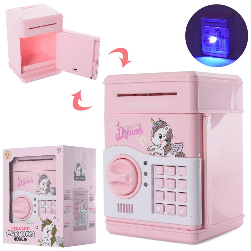 Сейф-скарбничка з кодовим замком та купюроприймачем для паперових грошей та монет Рожевий (MK 4776) Чернігів - фото 4