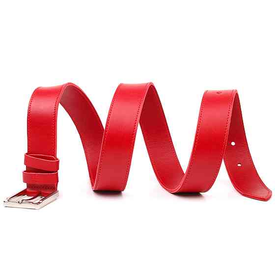 Добротний жіночий ремінь під джинси з натуральної шкіри Червоний (GRANDE PELLE) Київ