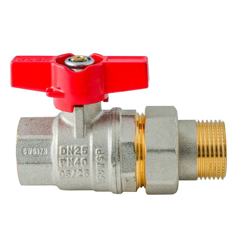 Кран з американкою Koer Extreme KE.227-25 - 1" ручка "метелик" червона (KR5767) Київ - фото 4