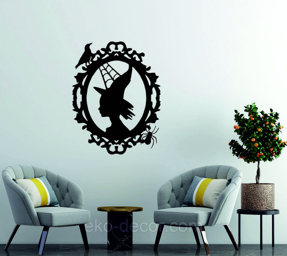 Декоративное настенное Панно «Ведьма», Декор на стену 90*70 см, Черный Киев - изображение 2