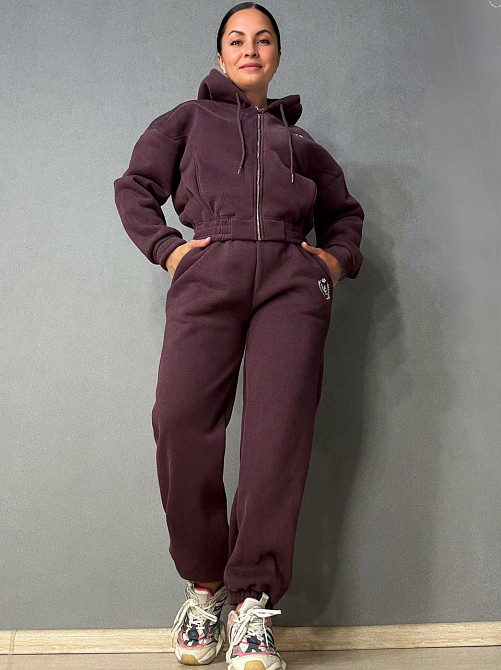 Костюм жіночий Joy One 80990 утеплений на флісі худі зі штанами бордовий, бордовий, L Київ - фото 16