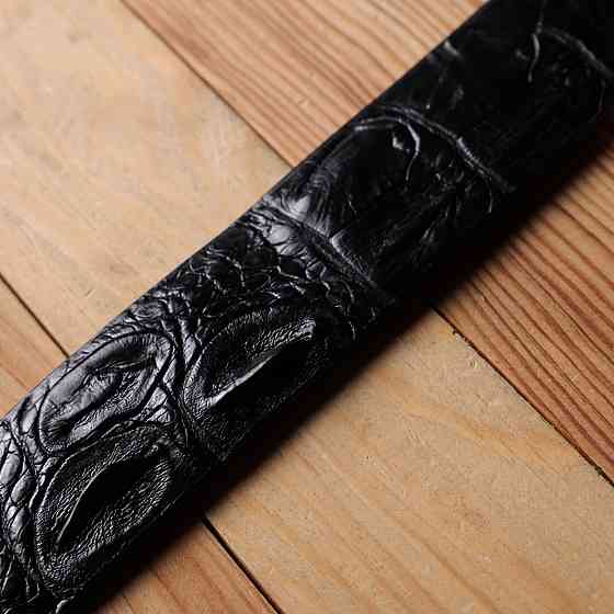 Ремінь-автомат CROCODILE LEATHER 18239 з натуральної шкіри крокодила Чорний Київ