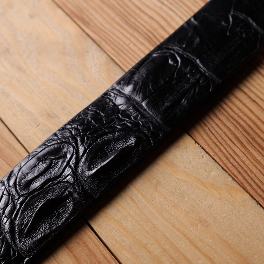 Ремінь-автомат CROCODILE LEATHER 18239 з натуральної шкіри крокодила Чорний Київ - фото 1