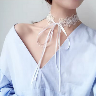 Чокер із мережива білий на зав'язках Київ - фото 1