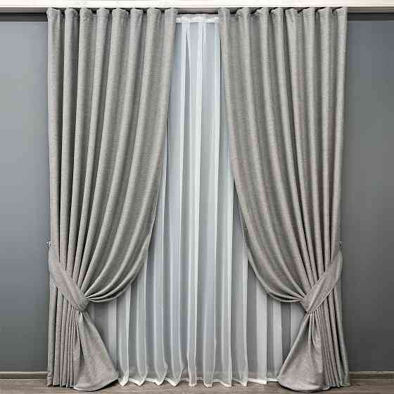 Комплект готових штор VR-Textil Льон Grand Linen № 2041ш Світло-сірий 200х300см 2 шт (32-387) Київ