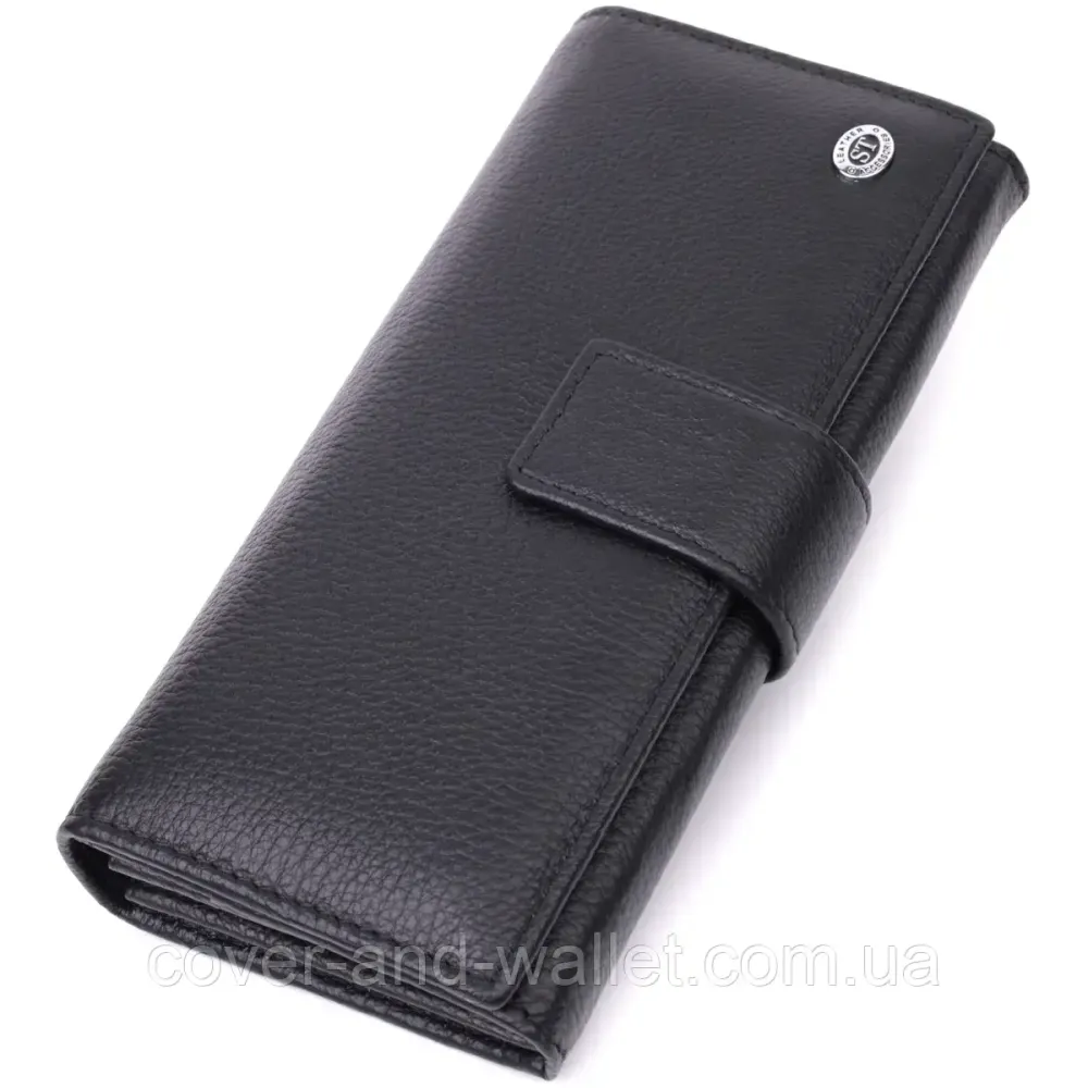 Женский длинный кожаный кошелек черного цвета ST 268 Киев - изображение 1