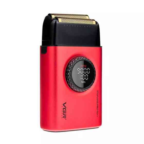 Электробритва аккумуляторная шейвер VGR V-378 9000RPM LCD + дорожная сумочка (Красный) Винница